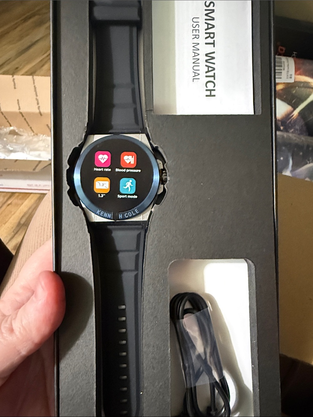 Kenneth Cole Black and Silver Touchscreen Smartwatch